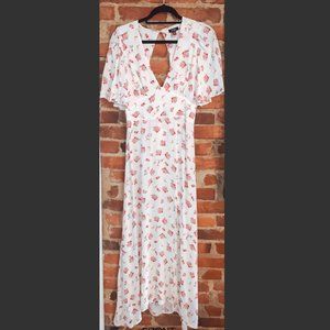 Floral White Open Back Midi